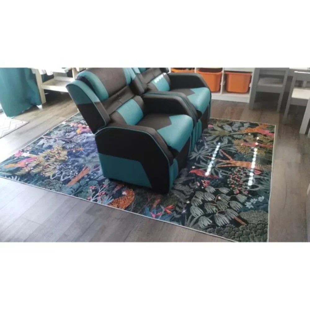 New 5x7 Midnight Jungle Green Rug, Washable Botanical Non-Slip Carpet for Home